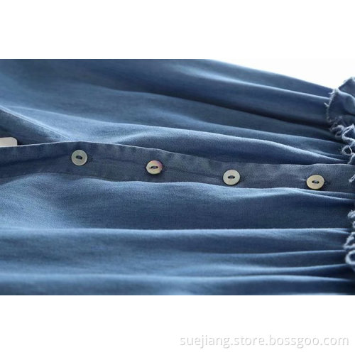 Women's Sleeveless High Waist Denim Ceiling Dress